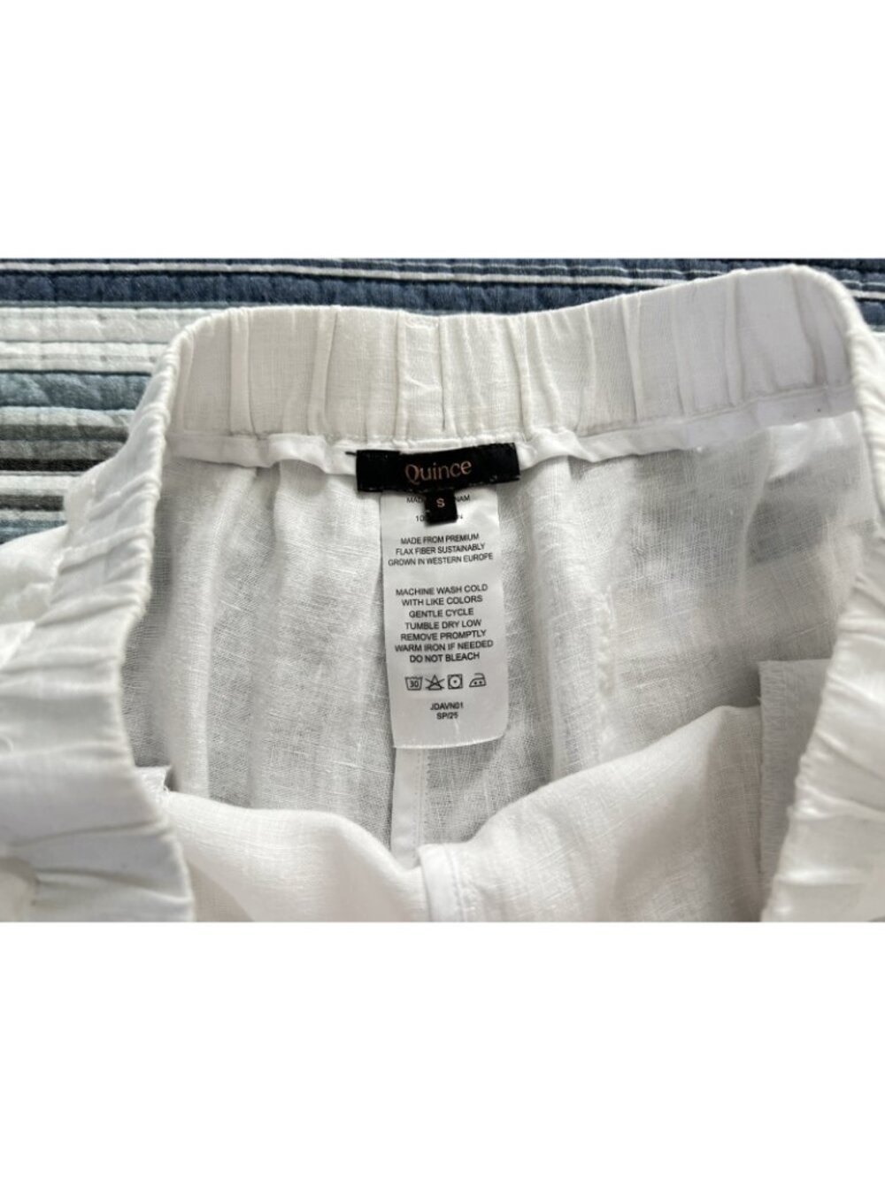 Quince Women’s 100% European Linen Pull On Crop Pants White Size S - Picture 15 of 16